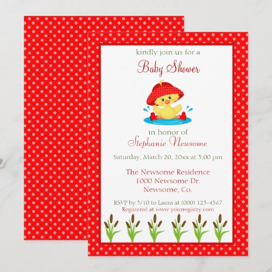  Spring Baby Girl Shower Duck Theme Kaart (Voorkant / Achterkant)