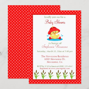  Spring Baby Girl Shower Duck Theme Kaart