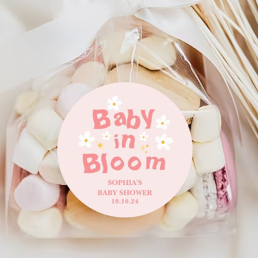 Spring Baby in Bloom Baby shower Favoriet Ronde Sticker