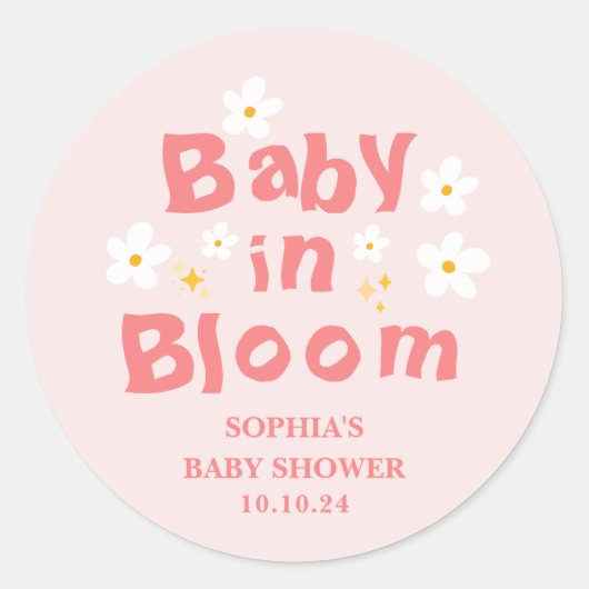 Spring Baby in Bloom Baby shower Favoriet Ronde Sticker (Voorkant)