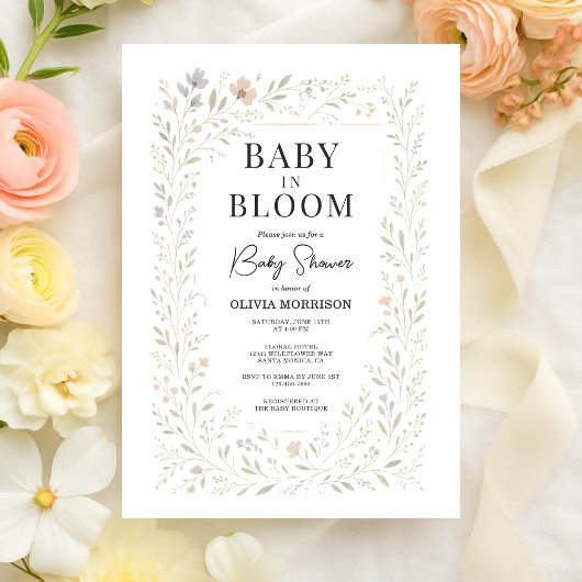 Spring Baby in Bloom Wildflower Baby Shower Kaart