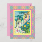 SPRING BABY, NIEUWE ARRIVAL FAIRY FILLY HORSE FANT FEESTDAGENKAART (Voorkant / Achterkant)