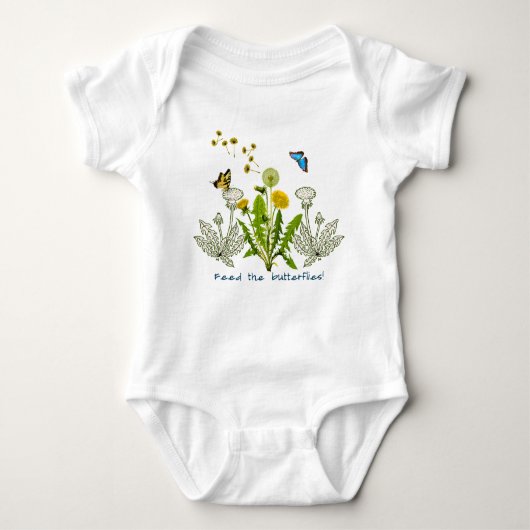 Spring Baby Paardebloemen voeden de vlinders Gezeg Romper (Voorkant)