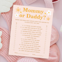 Spring Baby shower Game Raad wie mama of papa