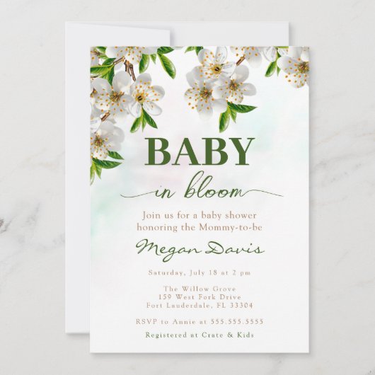 Spring Baby Shower Invitation Baby in Bloom Kaart (Voorkant)