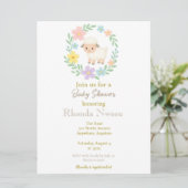 Spring Baby shower Lamb Inside Floral Wreath Kaart (Staand voorkant)