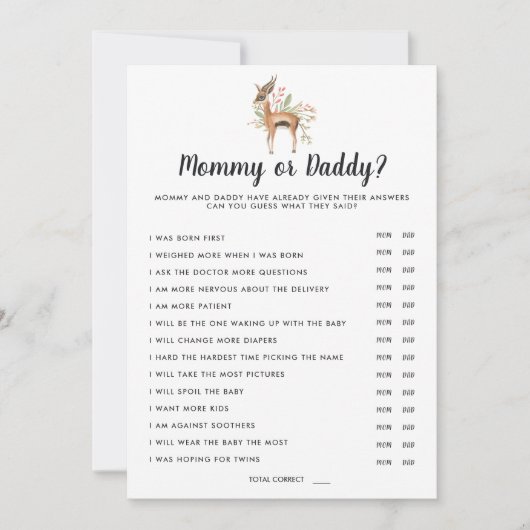 Spring Baby shower | Mama of Pappa Spel Kaart (Voorkant)