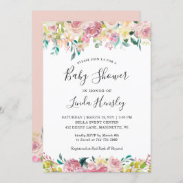 Spring Baby shower Pastel Blush Tuin Bloemen Kaart