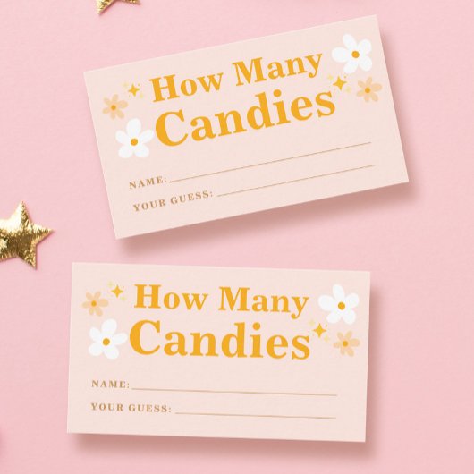 Spring Baby shower spel Hoeveel Snoepjes Informatiekaartje