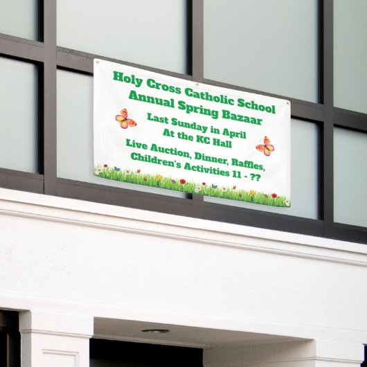 Spring Bazaar Church School Fundraiser Banner (Buitenkant Gebouw)
