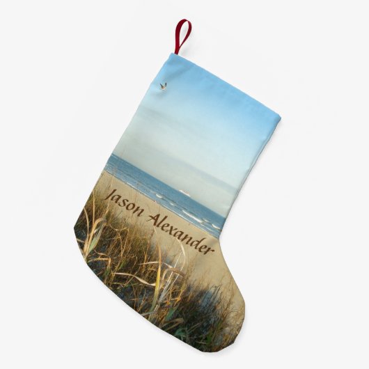 Spring Beach Scene No. 3 Custom Kleine Kerstsok (Voorkant (Hangend))