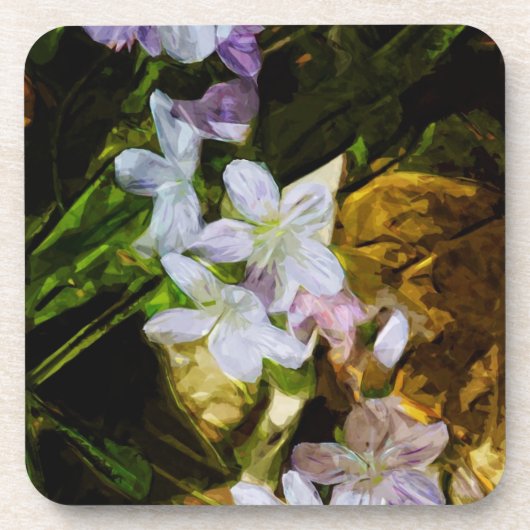 Spring Beauty a Paarse Wildflower Abstract Drankjes Onderzetter (Voorkant)