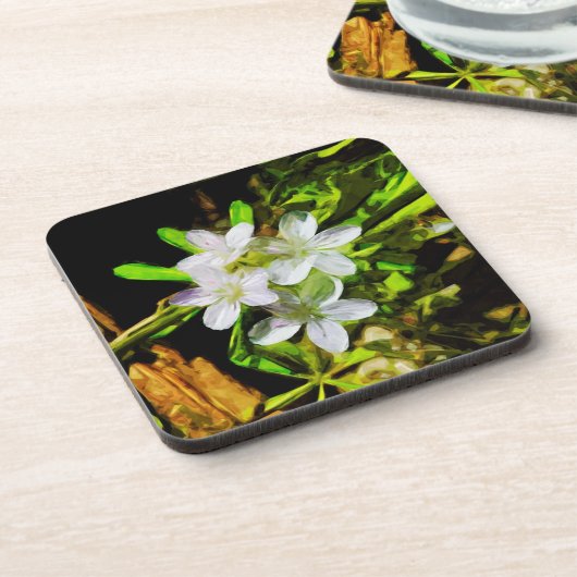 Spring Beauty a Paarse Wildflower Abstract Drankjes Onderzetter (Linkerzijde)