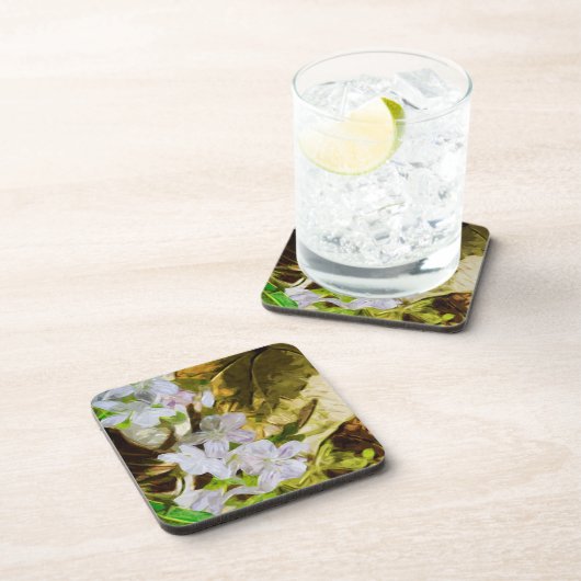 Spring Beauty a Wildflower Abstract Impressionisme Drankjes Onderzetter (Rechterzijde)