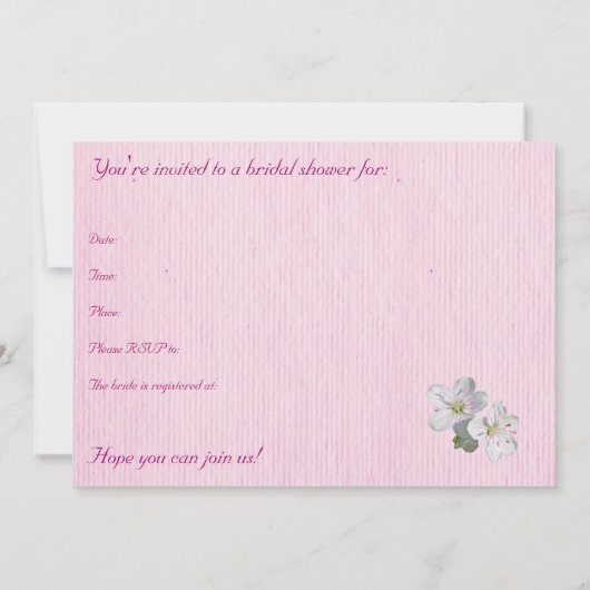 Spring Beauty Bridal Shower Kaart (Achterkant)