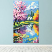 Spring beauty canvas afdruk (Insitu (Houten vloer))