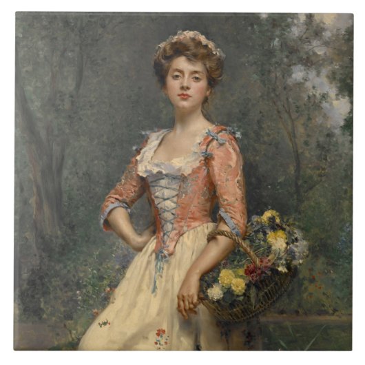 Spring Beauty (door Raimundo de Madrazo y Garreta) Tegeltje (Voorkant)