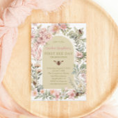 Spring Bee Waterverf Wildflower Eerste Bijendag Kaart