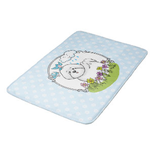 Spring Bichon Frise Dog met Flowers - Cute Badmat