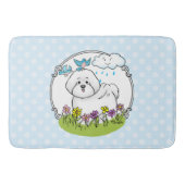 Spring Bichon Frise Dog met Flowers - Cute Badmat (Voorkant)