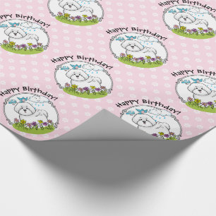 Spring Bichon Frise Dog met Flowers - Cute Cadeaupapier