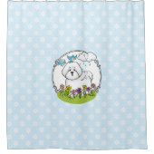 Spring Bichon Frise Dog met Flowers - Cute Douchegordijn (Voorkant)