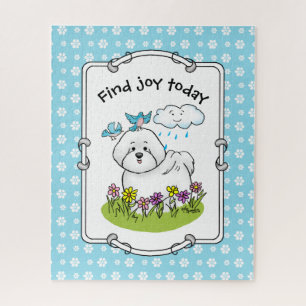 Spring Bichon Frise Dog met Flowers - Cute Legpuzzel