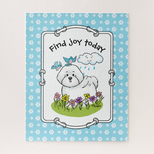 Spring Bichon Frise Dog met Flowers - Cute Legpuzzel (Verticaal)