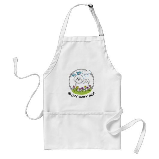 Spring Bichon Frise Dog met Flowers - Cute Standaard Schort (Voorkant)