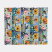 Spring Bijen en Wildflowers Patchwork Fleece Deken (Voorkant (Horizontaal))