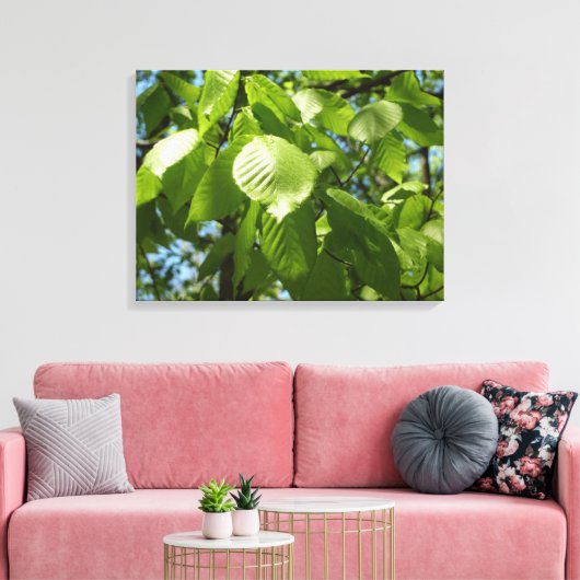Spring Birch Leaves Green Tree Canvas Afdruk (Insitu (Woonkamer))