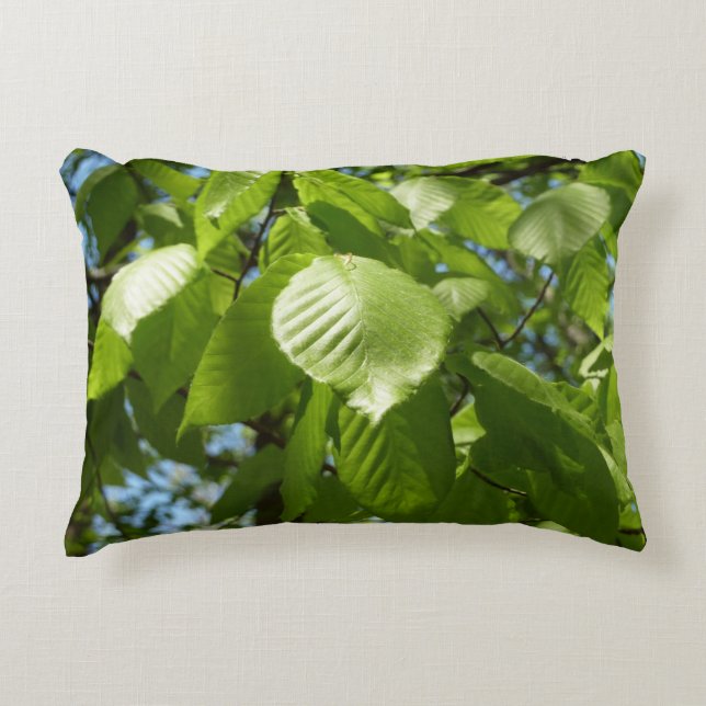 Spring Birch Leaves Green Tree Decoratief Kussen (Voorkant)