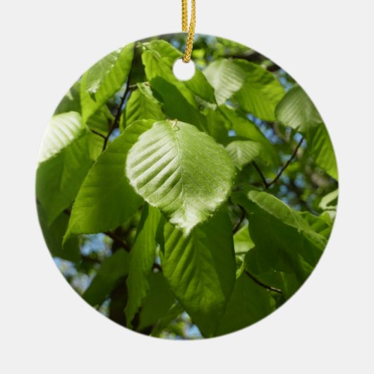 Spring Birch Leaves Green Tree Keramisch Ornament (Voorkant)