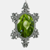 Spring Birch Leaves Green Tree Tin Sneeuwvlok Ornament (Links)