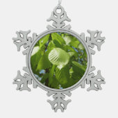 Spring Birch Leaves Green Tree Tin Sneeuwvlok Ornament (Voorkant)