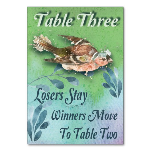 Spring Bird Bunco tafel drie Waterverf Kaart (Achterkant)