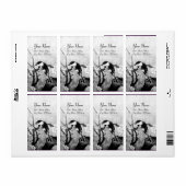 SPRING BIRD EN FLOWER TREE Black White Grey Etiket (Full Sheet)