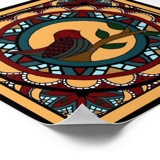 Spring Bird Mandala-print Poster (Hoek)