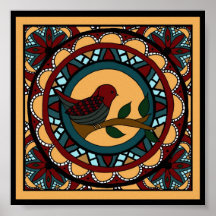 Spring Bird Mandala-print