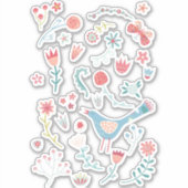 Spring Bird met Flowers Sticker (Voorkant)