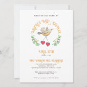 Spring Bird met harten Schattige Baby shower Kaart (Voorkant)