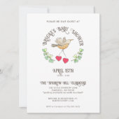 Spring Bird met harten Schattige Baby shower Kaart (Voorkant)