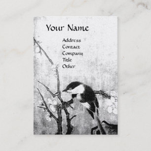 SPRING BIRD MONOGRAM Black White Pearl Visitekaartje