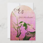SPRING BIRD MONOGRAM Roze Fuchsia White Brown Kaart (Achterkant)