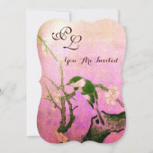 SPRING BIRD MONOGRAM Roze Fuchsia White Brown Kaart (Achterkant)
