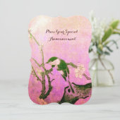 SPRING BIRD MONOGRAM Roze Fuchsia White Brown Kaart (Staand voorkant)