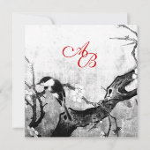 SPRING BIRD MONOGRAM zwart wit grijs Aankondiging (Achterkant)