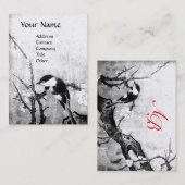 SPRING BIRD MONOGRAM Zwart Wit Parel Visitekaartje (Voorkant / Achterkant)