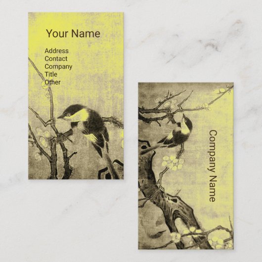SPRING BIRD OP STROOMGROEP Bruin geel Visitekaartje (Voorkant / Achterkant)