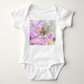 Spring Bird Robin Bird Baby Bodysuit (Voorkant)